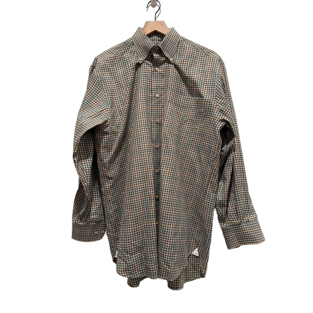 PETER MILLAR Mens Long-Sleeve Button-Up Shirt Plaid Gingham Collared size M